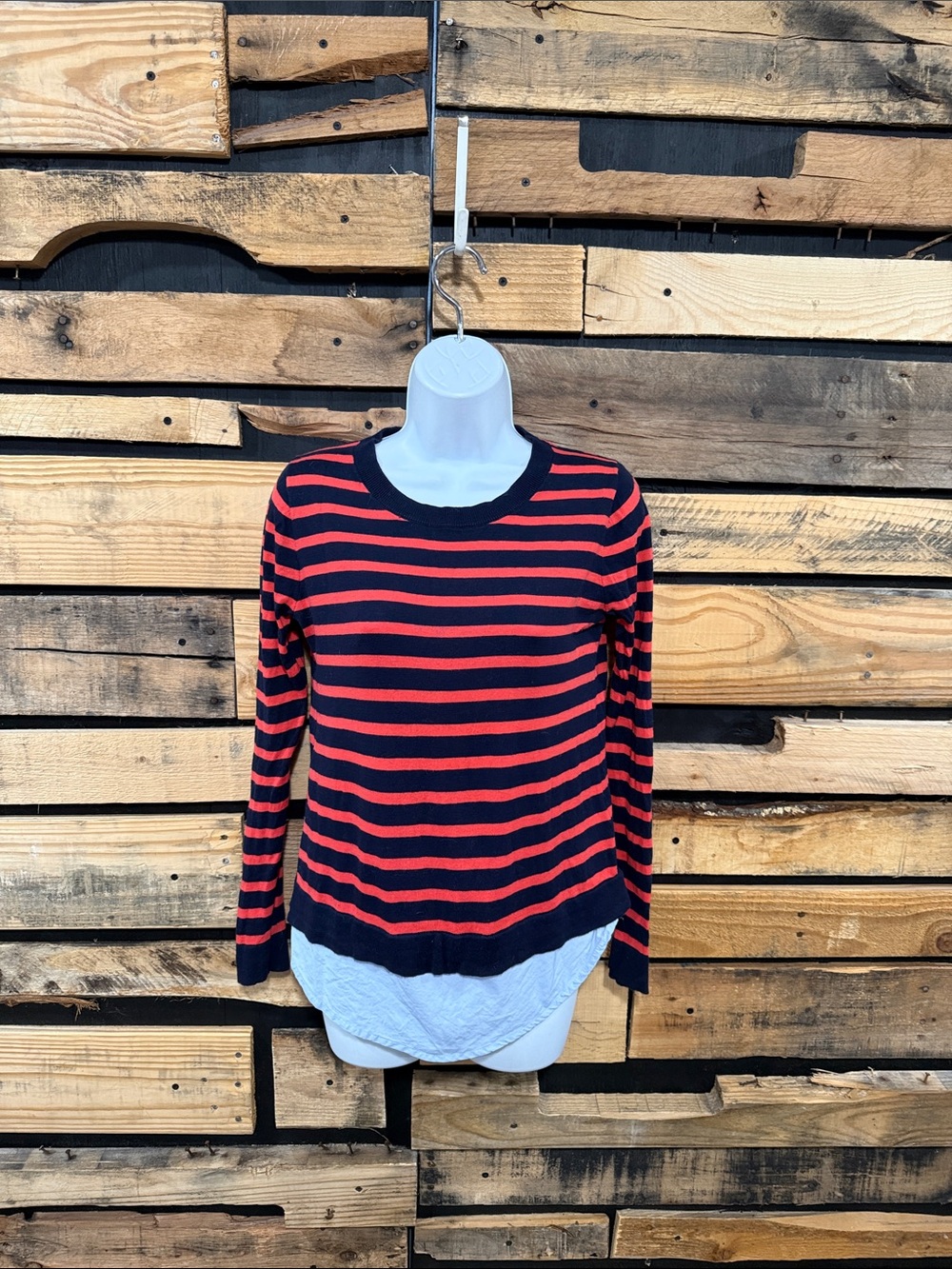 J.Crew Preppy Women’s Red and Blue Striped Cotton Sweater Size XS